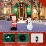 245 cm Pripučiami Kalėdų arkos vartai su Kalėdų Seneliu Sniego Seniu ir LED apšvietimu (Įvairiaspalvė)