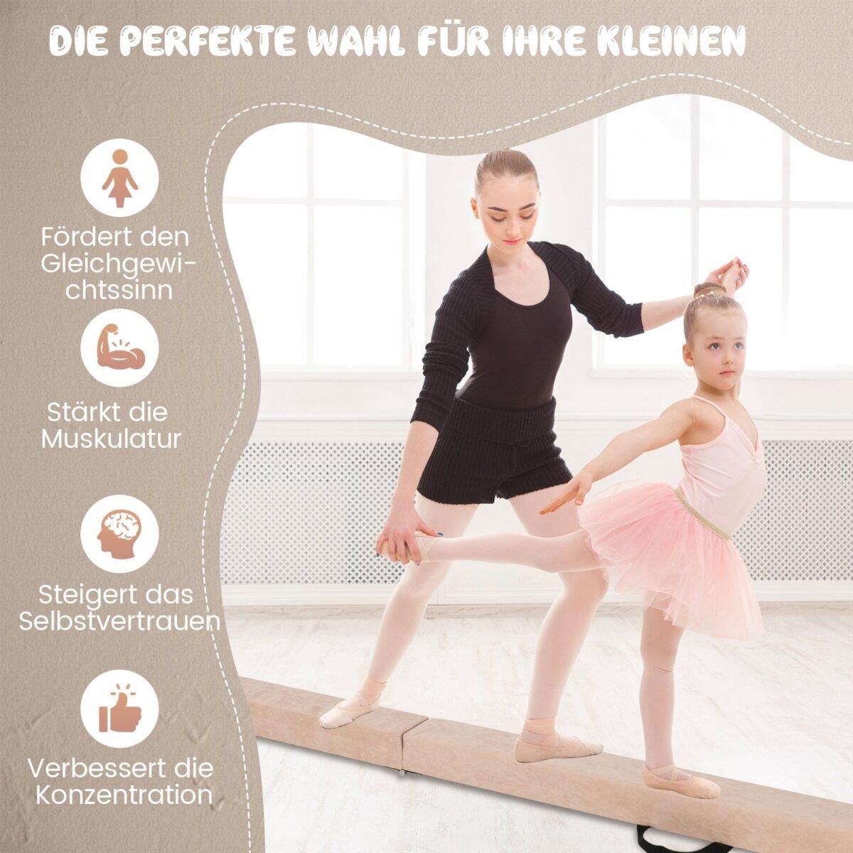 270 cm sulankstoma gimnastikos sija vaikams su nešiojimo rankenomis (Ruda)