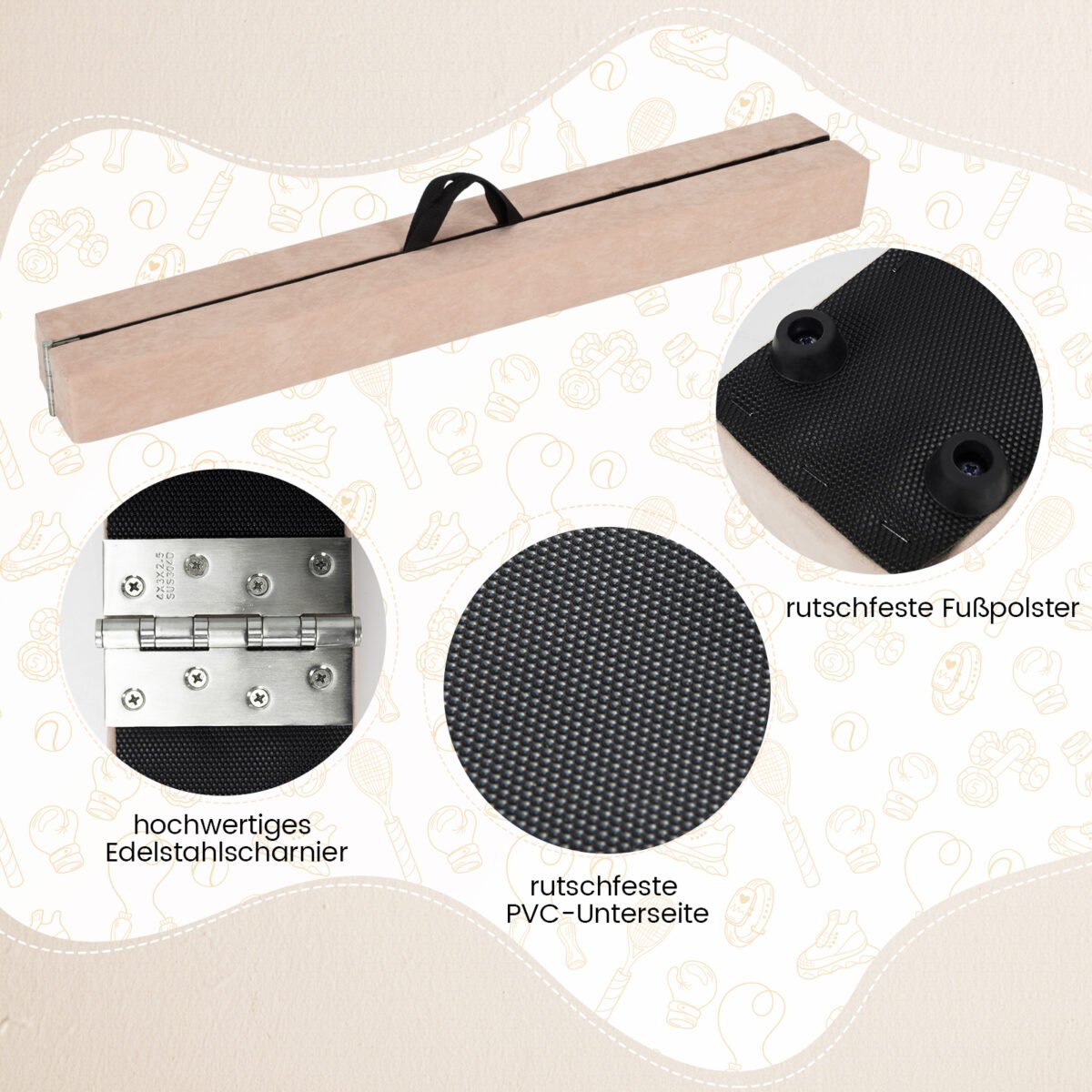 Sulankstoma gimnastikos sija vaikams su nešiojimo rankenomis 270 cm (Ruda) – Paveikslėlis 3