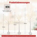 LED apšviestų dirbtinių beržo medelių rinkinys 120/150/180 cm