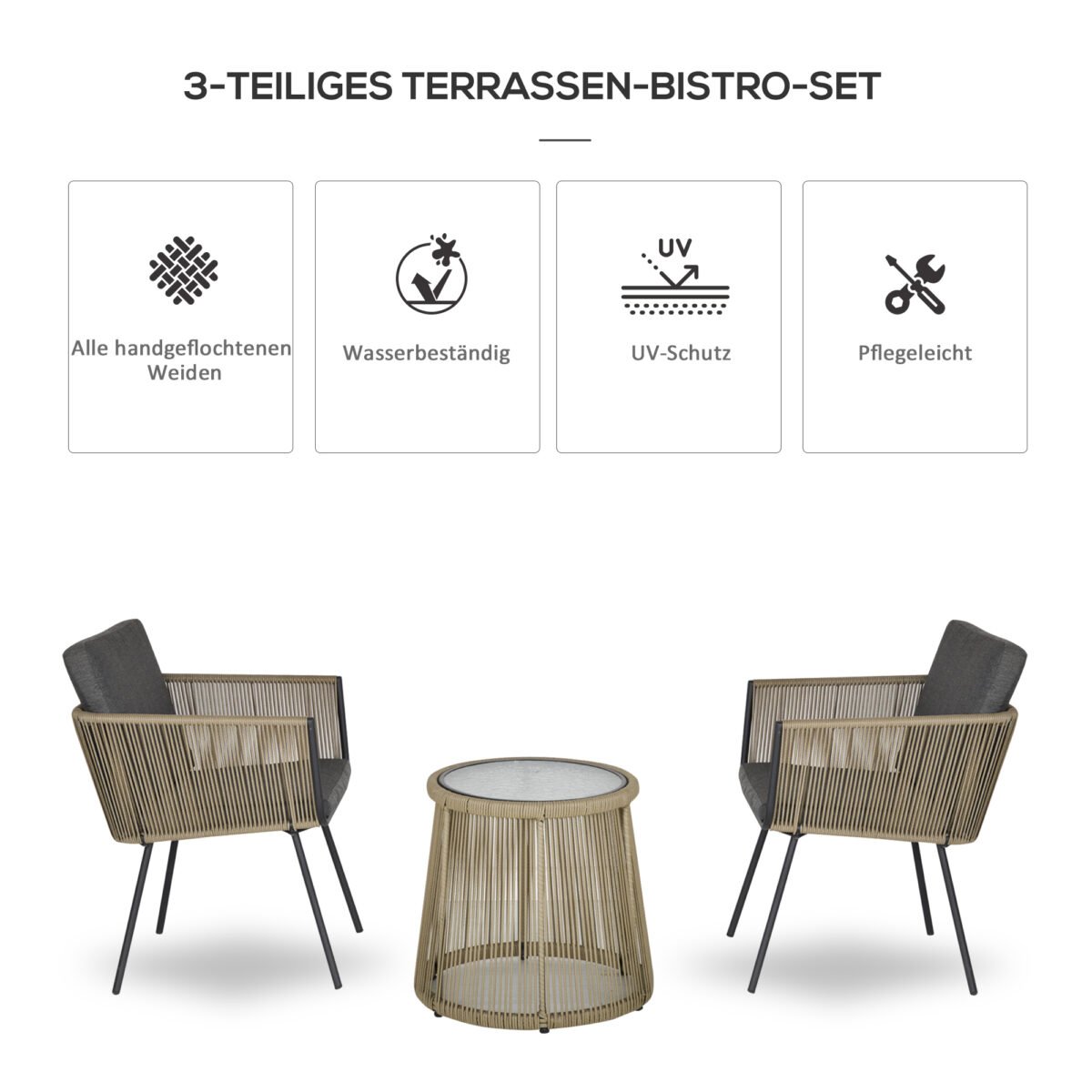 3 dalių sėdimas komplektas iš sintetinio ratano su pagalvėlėmis – Paveikslėlis 4