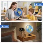 30 cm skersmens šviečiantis edukacinis gaublys su mediniu pagrindu – Paveikslėlis 3