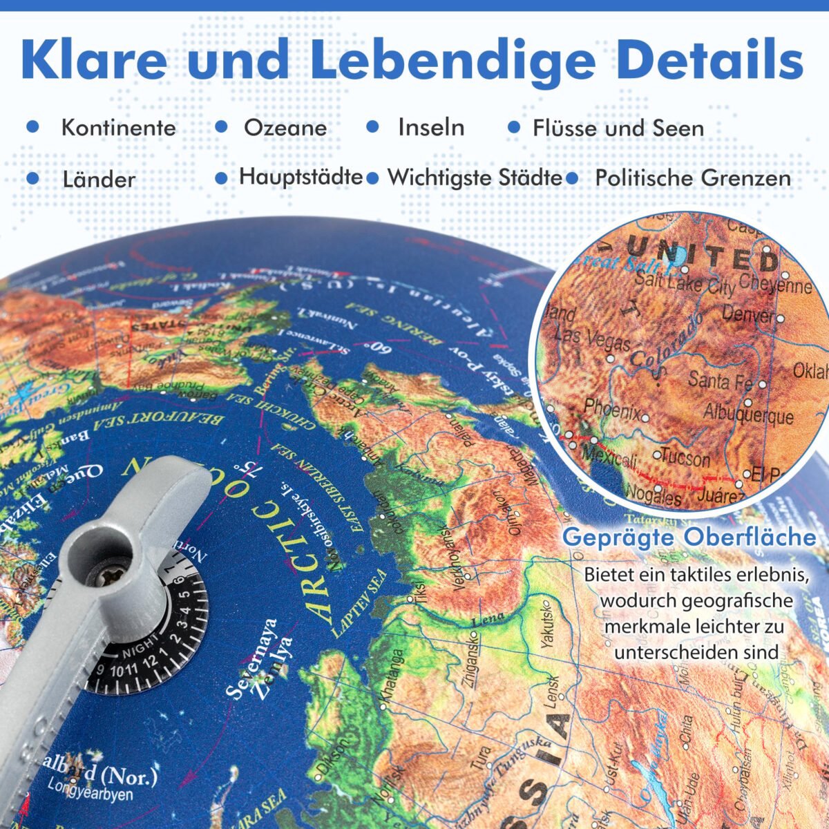 30 cm skersmens šviečiantis edukacinis gaublys su mediniu pagrindu – Paveikslėlis 5