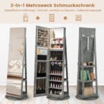 Pasukama veidrodinė spintelė juvelyriniams dirbiniams su LED apšvietimu (Žalia) – Paveikslėlis 4