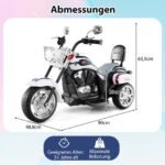 Vaikiškas elektrinis triratis motociklas su reguliuojamais žibintais ir garso efektais 6V (Balta)