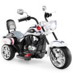 6V vaikiškas elektrinis triratis motociklas su reguliuojamais žibintais ir garso efektais (Balta)