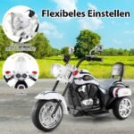 Vaikiškas elektrinis triratis motociklas su reguliuojamais žibintais ir garso efektais 6V (Balta)