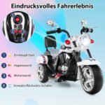 Vaikiškas elektrinis triratis motociklas su reguliuojamais žibintais ir garso efektais 6V (Balta)