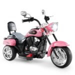 6V vaikiškas elektrinis triratis motociklas su reguliuojamu žibintu (Šviesiai rožinė)
