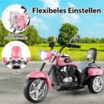 Vaikiškas elektrinis triratis motociklas su reguliuojamu žibintu 6V (Šviesiai rožinė) – Paveikslėlis 4