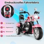 Vaikiškas elektrinis triratis motociklas su reguliuojamu žibintu 6V (Šviesiai rožinė) – Paveikslėlis 5