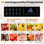 850 W maisto džiovyklė su 8 nerūdijančio plieno padėklais ir skaitmeniniu valdymu (Sidabrinė)
