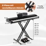 Skaitmeninis pianinas su pusiau svertine klaviatūra ir reguliuojamu stovu – Paveikslėlis 2