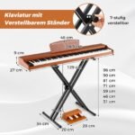 Skaitmeninis pianinas su pusiau svertine klaviatūra ir reguliuojamu stovu