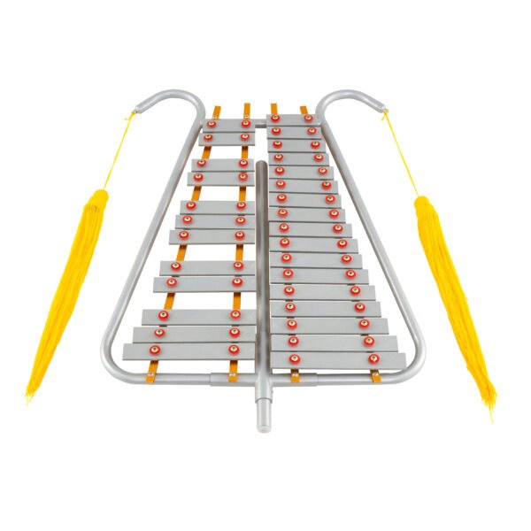 Aliumininis 29 natų maršinis ksilofonas su reguliuojama rankena (Sidabrinė)