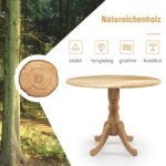 Apvalus valgomojo stalas iš guminmedžio masyvo 4 asmenims su pagrindu (Natūrali)