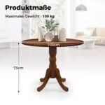 Apvalus valgomojo stalas iš kaučiukmedžio masyvo su elegantišku pagrindu (Riešuto)