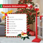 Aukštas Kalėdinis Muzikinis Gatvės Žibintas su Sniego Gaubliu ir 8 Melodijomis (Raudona)