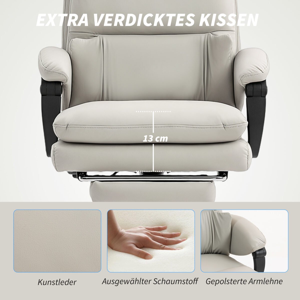 Biuro kėdė iš dirbtinės odos su atlenkiamu atlošu ir kojų atrama – Paveikslėlis 5