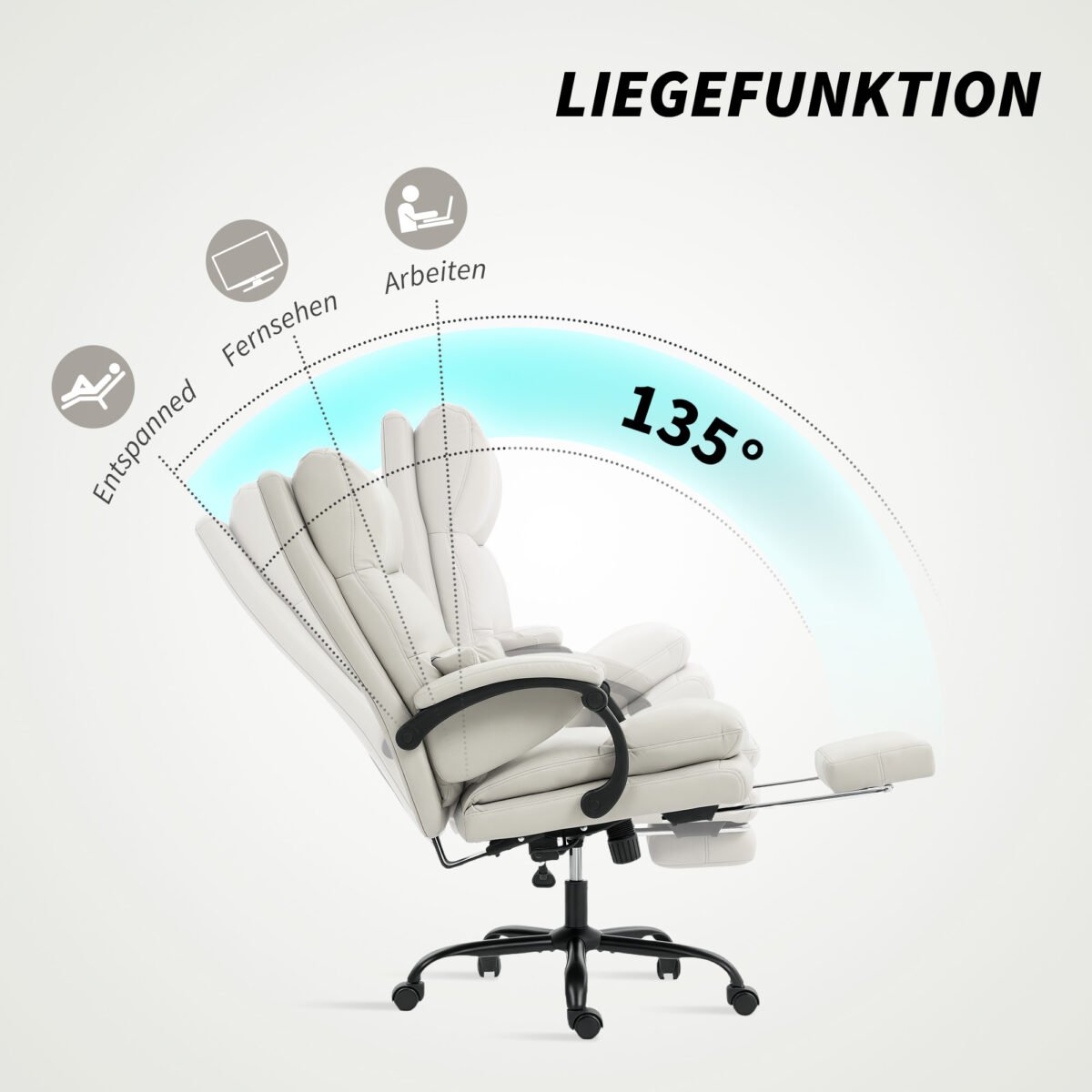 Biuro kėdė iš dirbtinės odos su atlenkiamu atlošu ir kojų atrama – Paveikslėlis 6