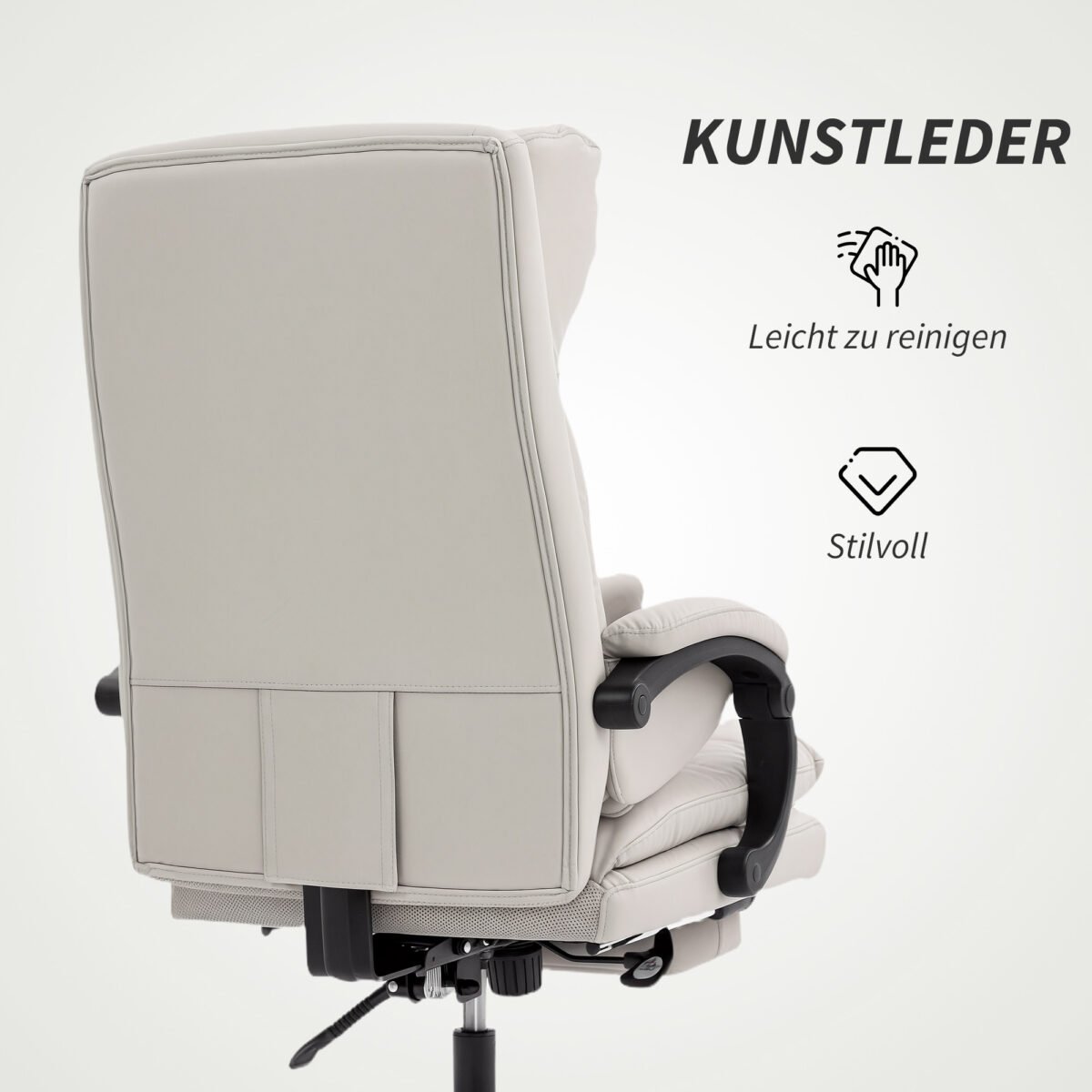 Biuro kėdė iš dirbtinės odos su atlenkiamu atlošu ir kojų atrama – Paveikslėlis 8