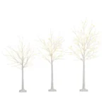 LED apšviestų dirbtinių beržo medelių rinkinys 120/150/180 cm