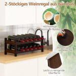 Dviejų aukštų bambuko vyno stovas 12 butelių (Ruda)