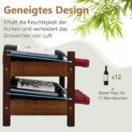 Dviejų aukštų bambuko vyno stovas 12 butelių (Ruda)