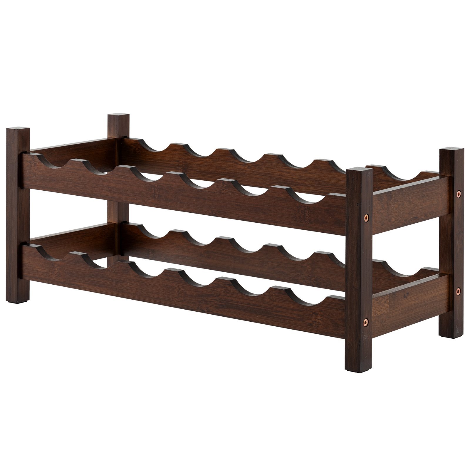 Dviejų aukštų bambuko vyno stovas 12 butelių (Ruda)