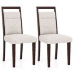 Dviejų paminkštintų valgomojo kėdžių rinkinys su ergonomišku atlošu (Smėlio)