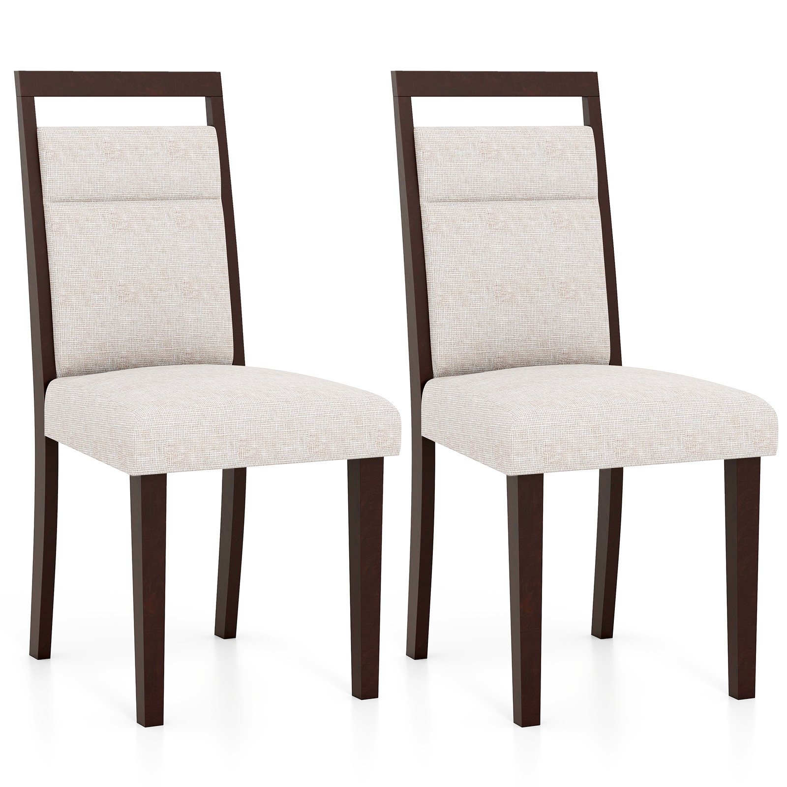 Dviejų paminkštintų valgomojo kėdžių rinkinys su ergonomišku atlošu (Smėlio)