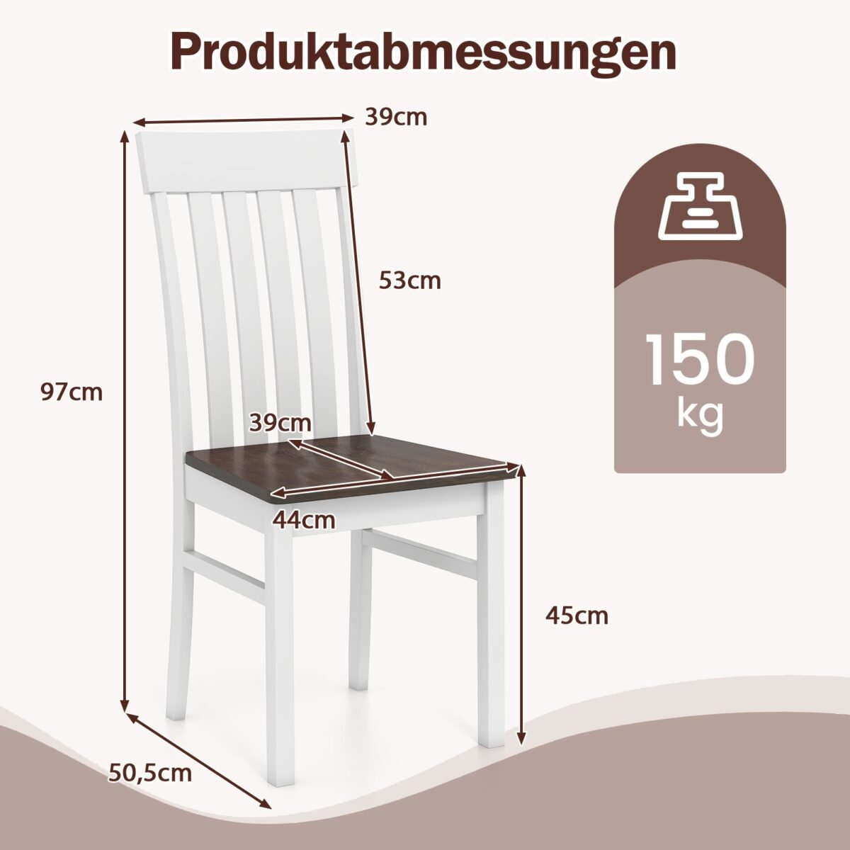 Dviejų valgomojo kėdžių komplektas su ergonominiu atlošu ir profiliuota sėdyne (Ruda) – Paveikslėlis 2