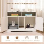 Dviguba slėptuvė kačių tualetui su saugykla ir draskyklėmis (Balta)