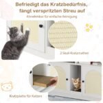 Dviguba slėptuvė kačių tualetui su saugykla ir draskyklėmis (Balta)
