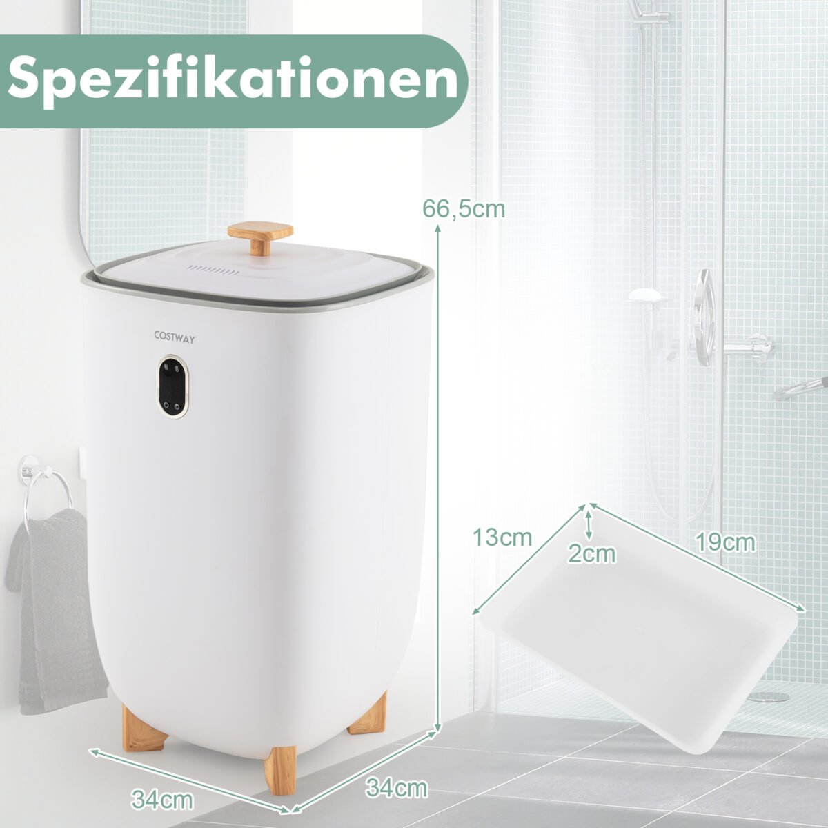 Elektrinis rankšluosčių ir pledų šildytuvas su džiovinimo funkcija ir laikmačiu (Balta) – Paveikslėlis 2