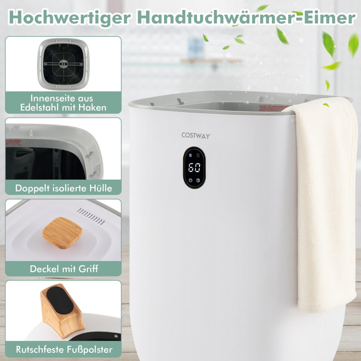 Elektrinis rankšluosčių ir pledų šildytuvas su džiovinimo funkcija ir laikmačiu (Balta) – Paveikslėlis 3