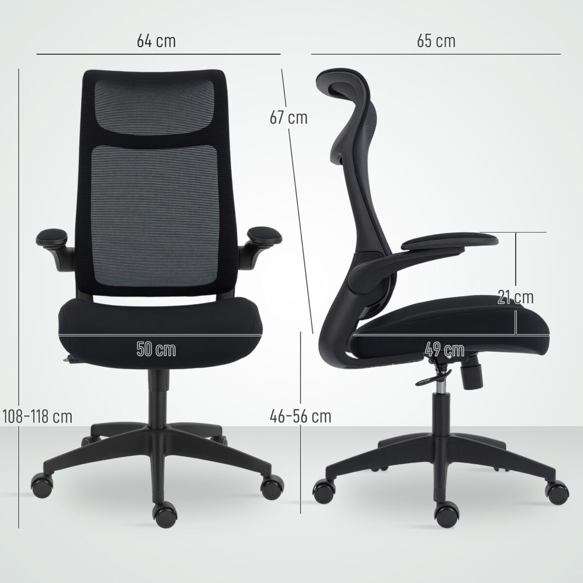 Ergonominė biuro kėdė su S formos atlošu ir 3D reguliuojamais porankiais – Paveikslėlis 3