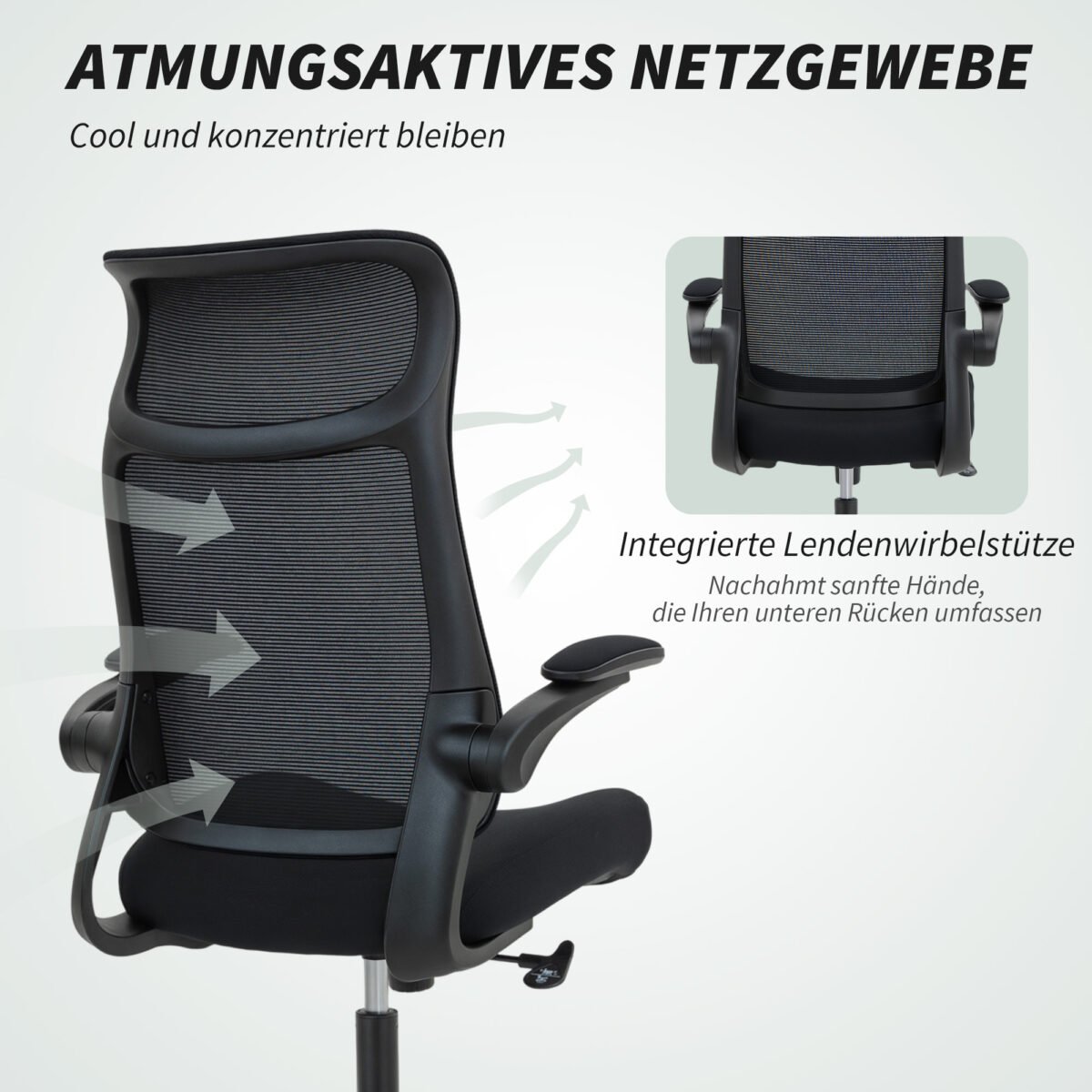 Ergonominė biuro kėdė su S formos atlošu ir 3D reguliuojamais porankiais – Paveikslėlis 5