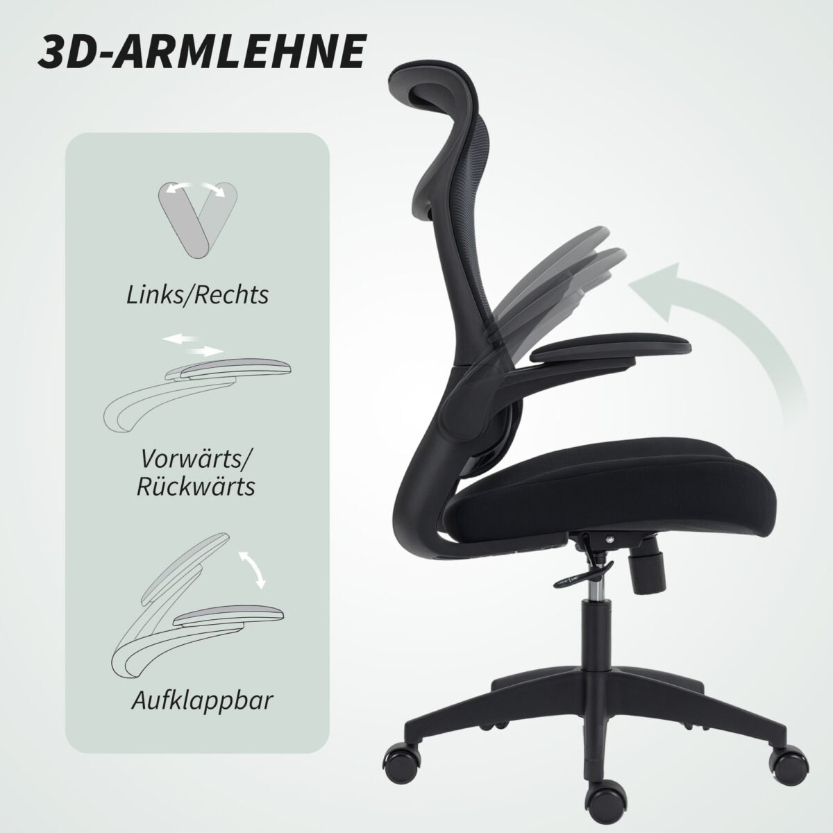 Ergonominė biuro kėdė su S formos atlošu ir 3D reguliuojamais porankiais – Paveikslėlis 6