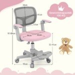 Ergonomiška vaikiška kėdė rašomajam stalui su reguliuojamu aukščiu ir pasukama sėdyne (Rožinė)