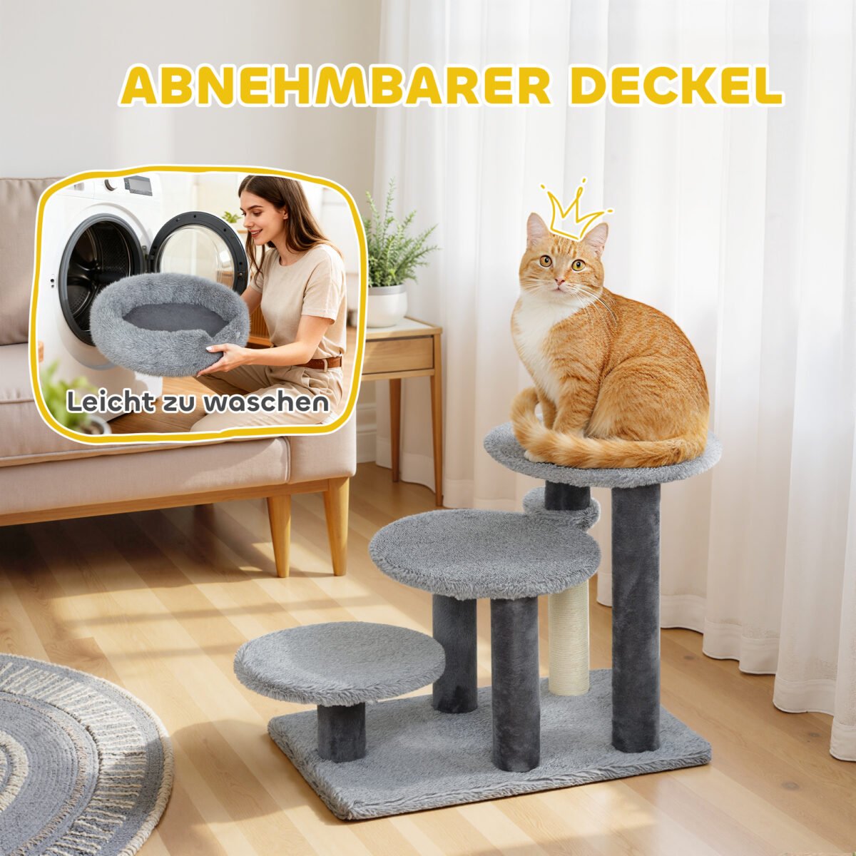 Kačių laiptai-draskyklė su guoliu ir plačiu pagrindu