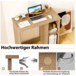 Kompaktiškas kompiuterio stalas su 2 lentynėlėmis (Natūrali)