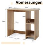 Kompaktiškas kompiuterio stalas su 2 lentynėlėmis (Natūrali)