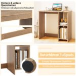 Kompaktiškas kompiuterio stalas su 2 lentynėlėmis (Natūrali)