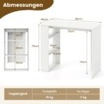 Kompaktiškas rašomasis stalas su integruota knygų lentyna (Balta)