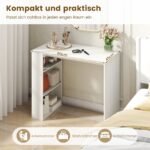 Kompaktiškas rašomasis stalas su integruota knygų lentyna (Balta)