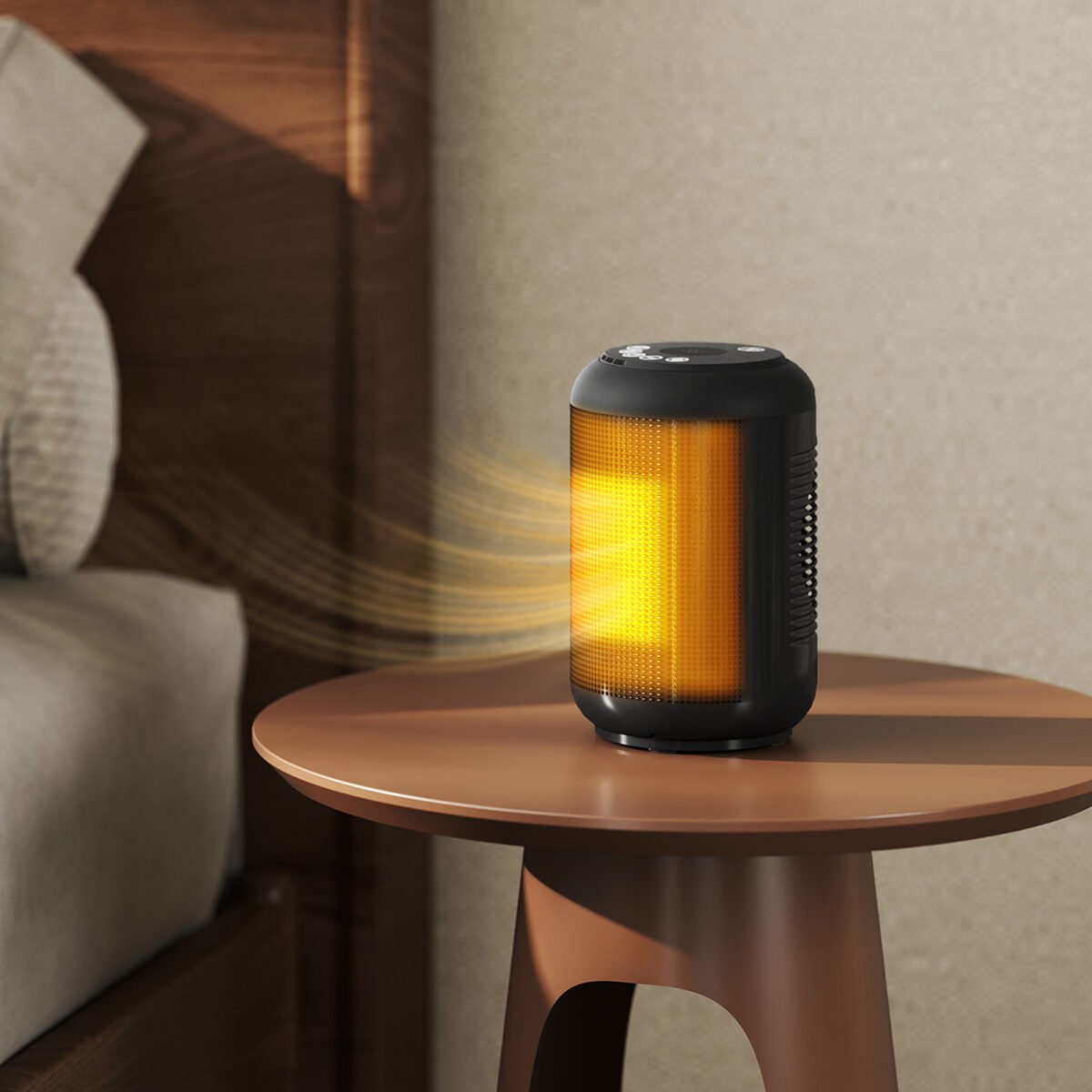 Kompaktiškas ventiliatorinis šildytuvas su 24 valandų laikmačiu ir dviguba apsauga