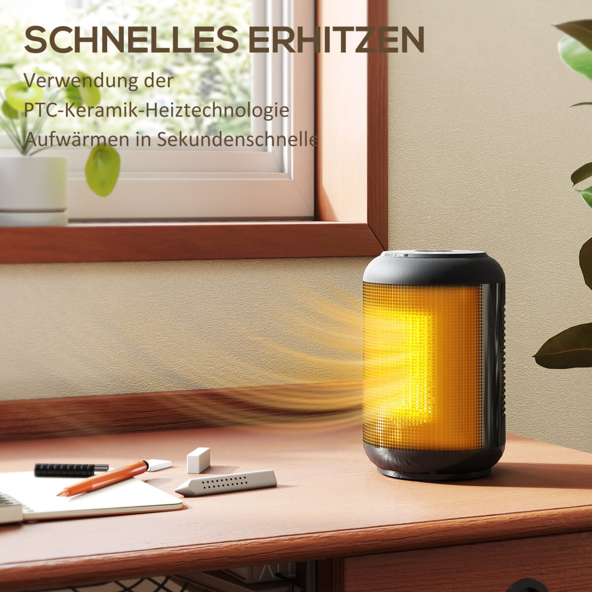 Kompaktiškas ventiliatorinis šildytuvas su 24 valandų laikmačiu ir dviguba apsauga