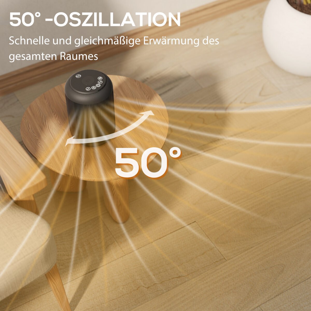 Kompaktiškas ventiliatorinis šildytuvas su 24 valandų laikmačiu ir dviguba apsauga