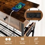 Konsolinis staliukas su įkrovimo stotele ir 2 stalčiais (Kaimiška ruda)